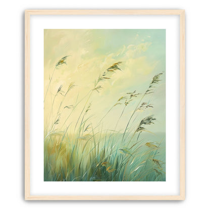 Windbent beach grass sky