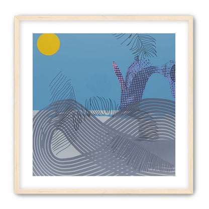 Yellow sun over striped hills
