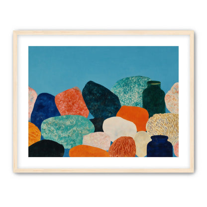 Stones beneath a blue field