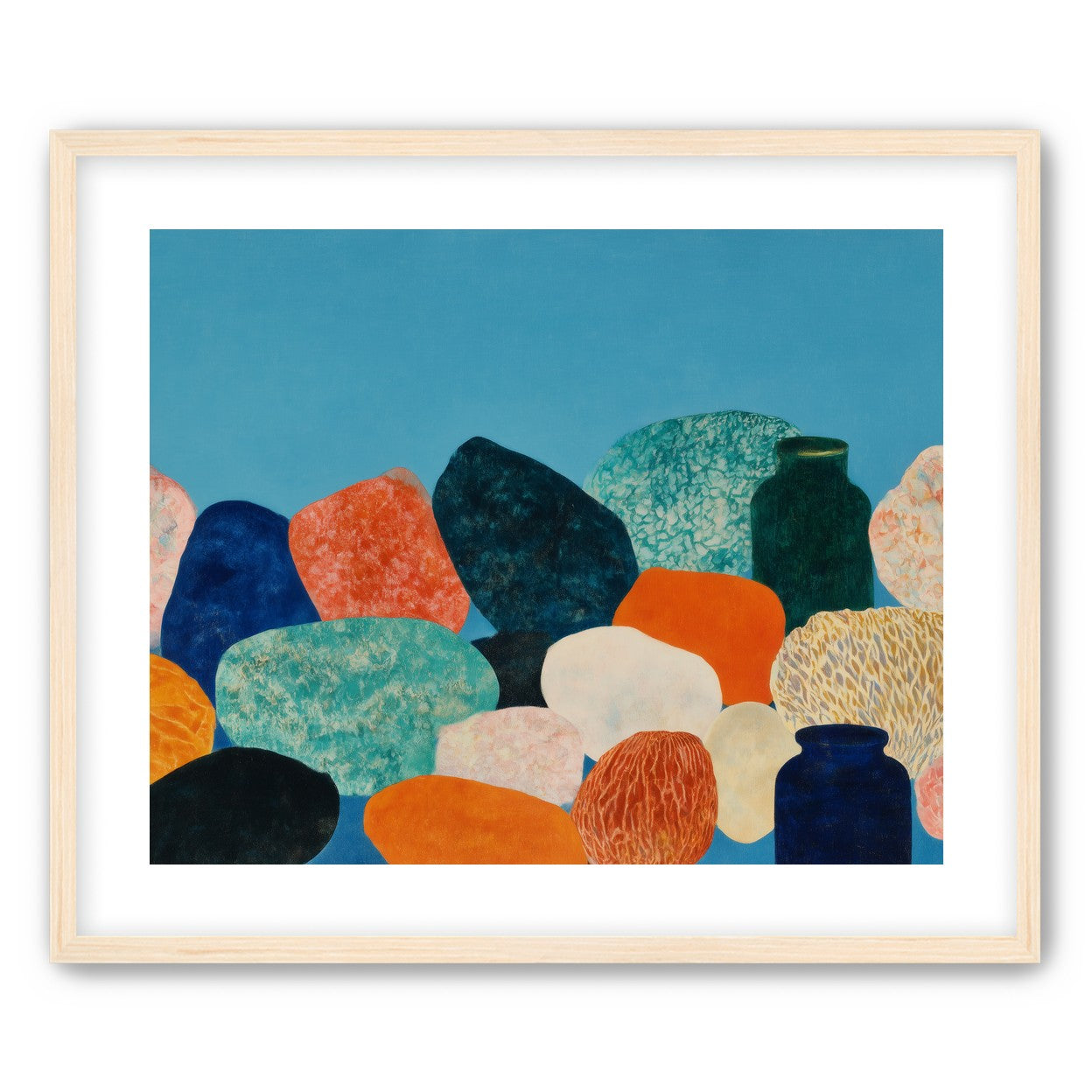Stones beneath a blue field
