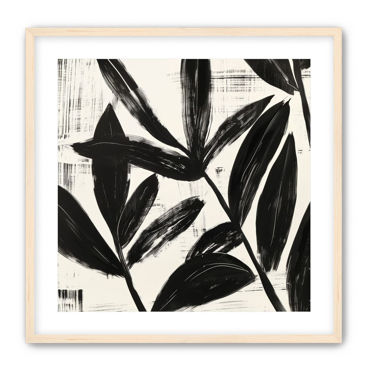 Black leaves on white grain