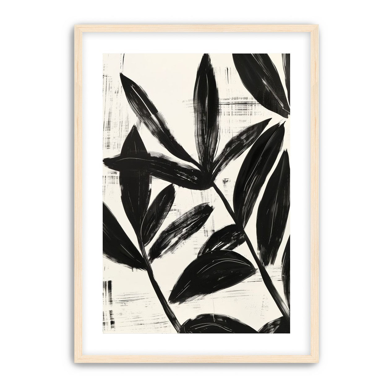 Black leaves on white grain