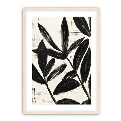 Black leaves on white grain