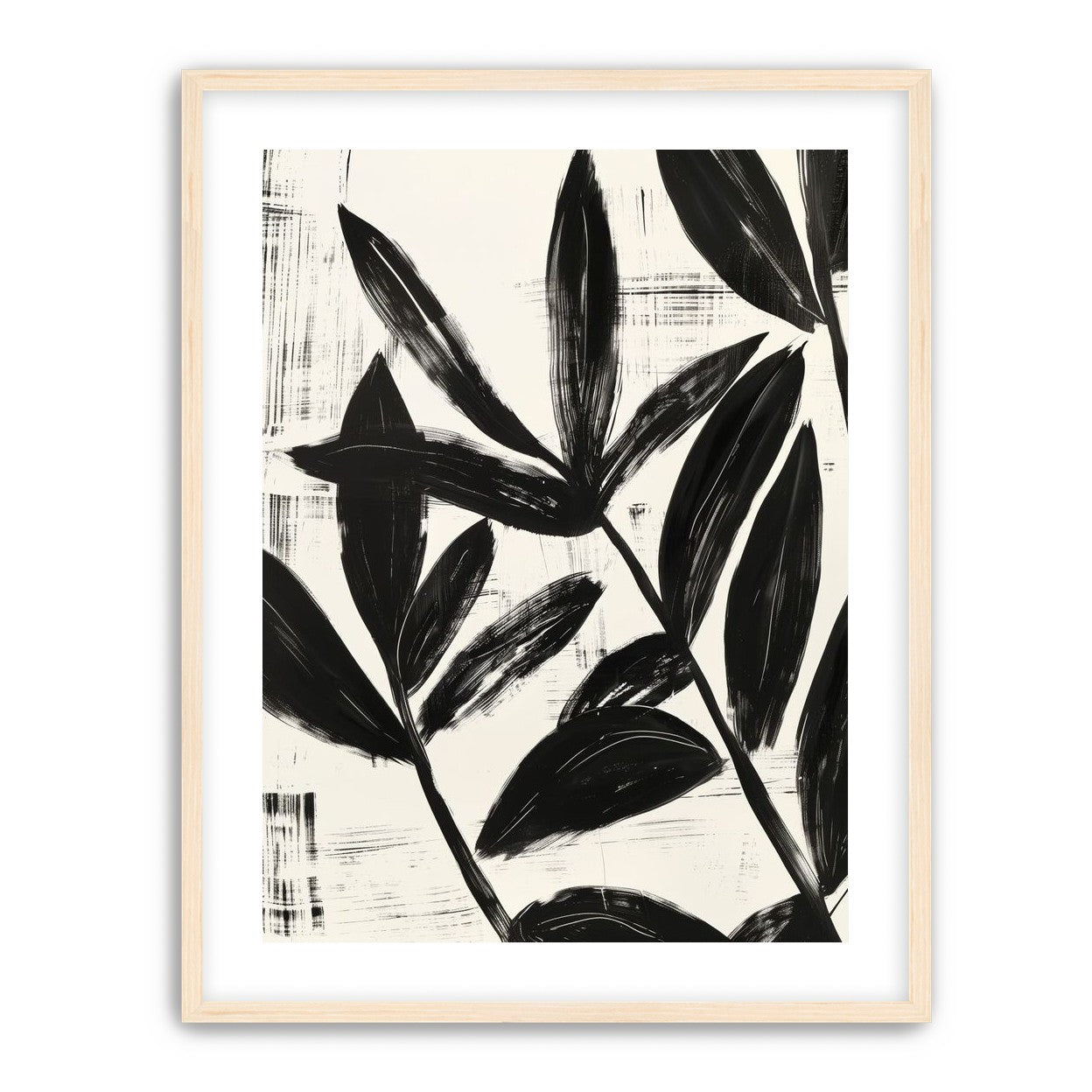 Black leaves on white grain