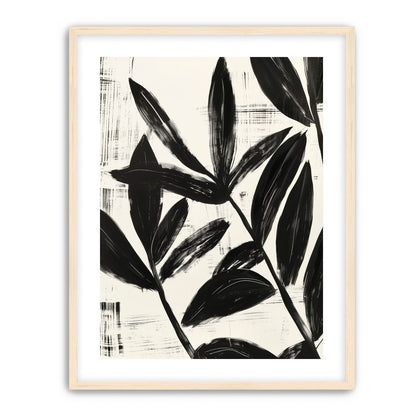 Black leaves on white grain