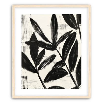 Black leaves on white grain