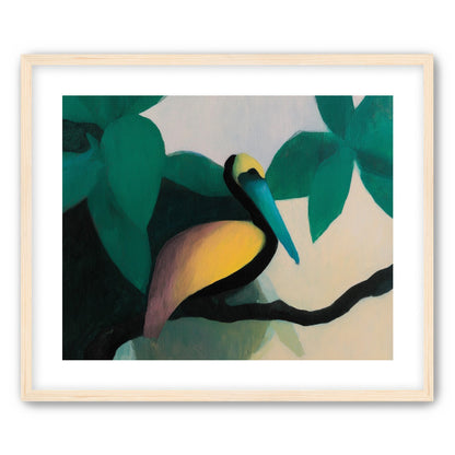 Blue beak in teal leaves