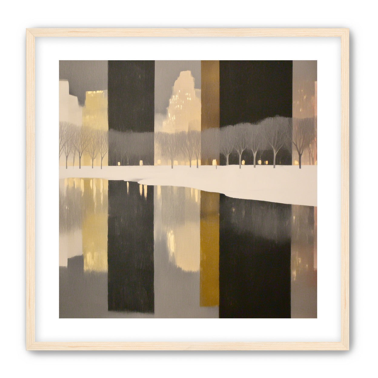 City lights in winter water