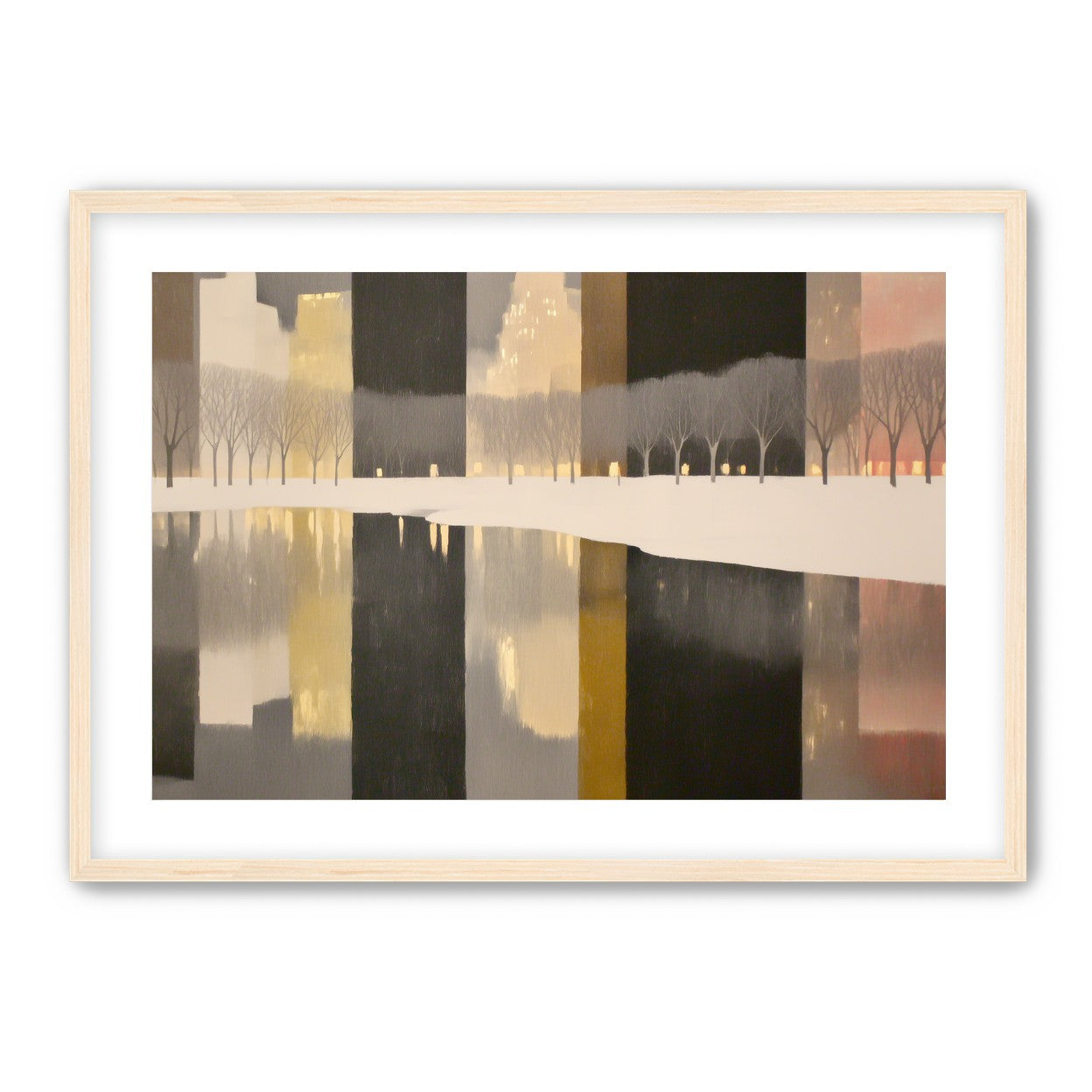 City lights in winter water