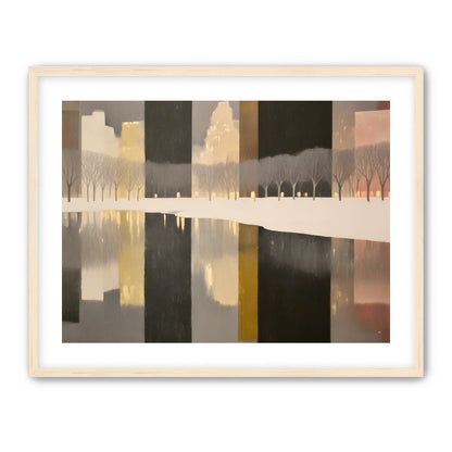 City lights in winter water