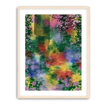 Blossoms over rainbow glass