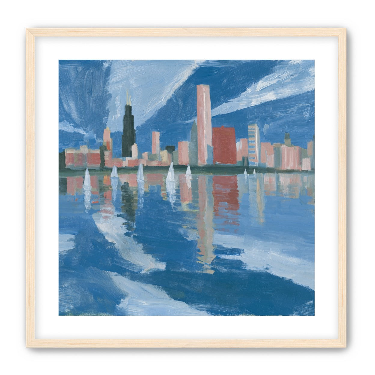 Sailboats before the mirrored skyline