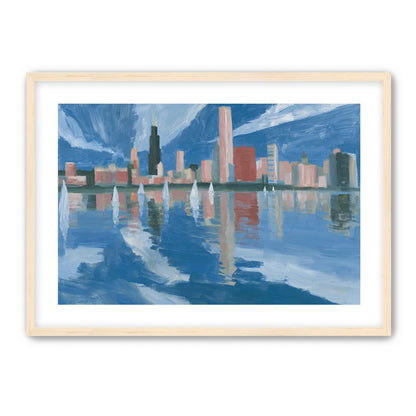 Sailboats before the mirrored skyline