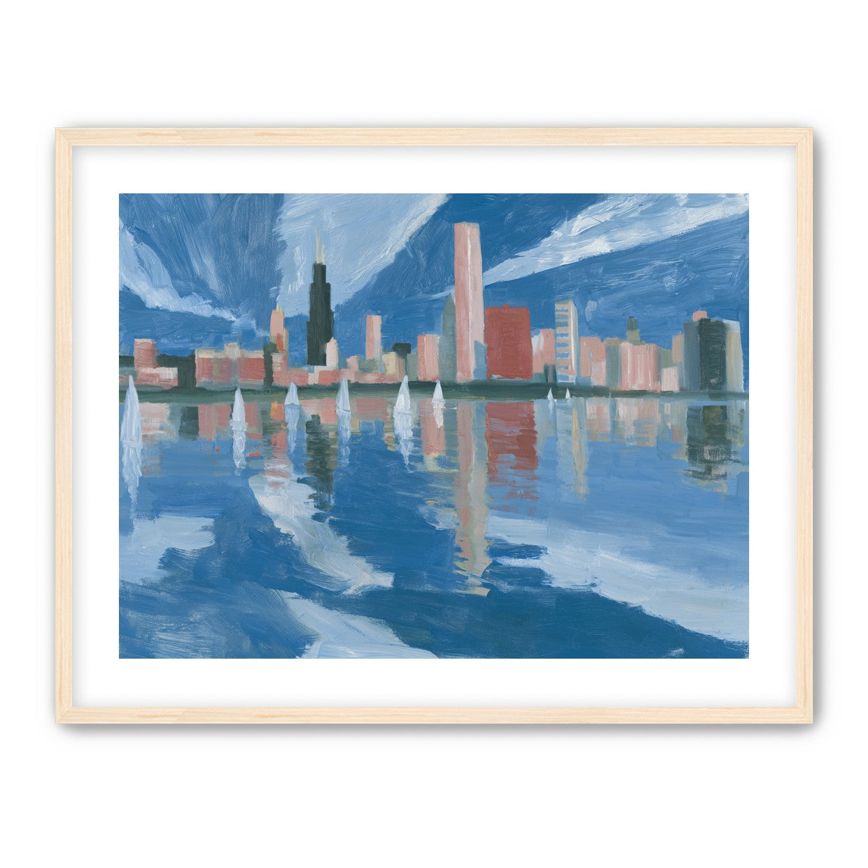 Sailboats before the mirrored skyline