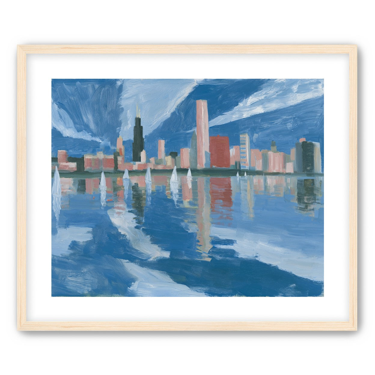 Sailboats before the mirrored skyline
