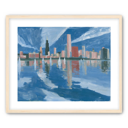 Sailboats before the mirrored skyline