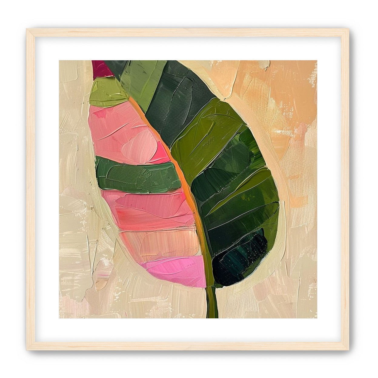 Pink light on a green leaf