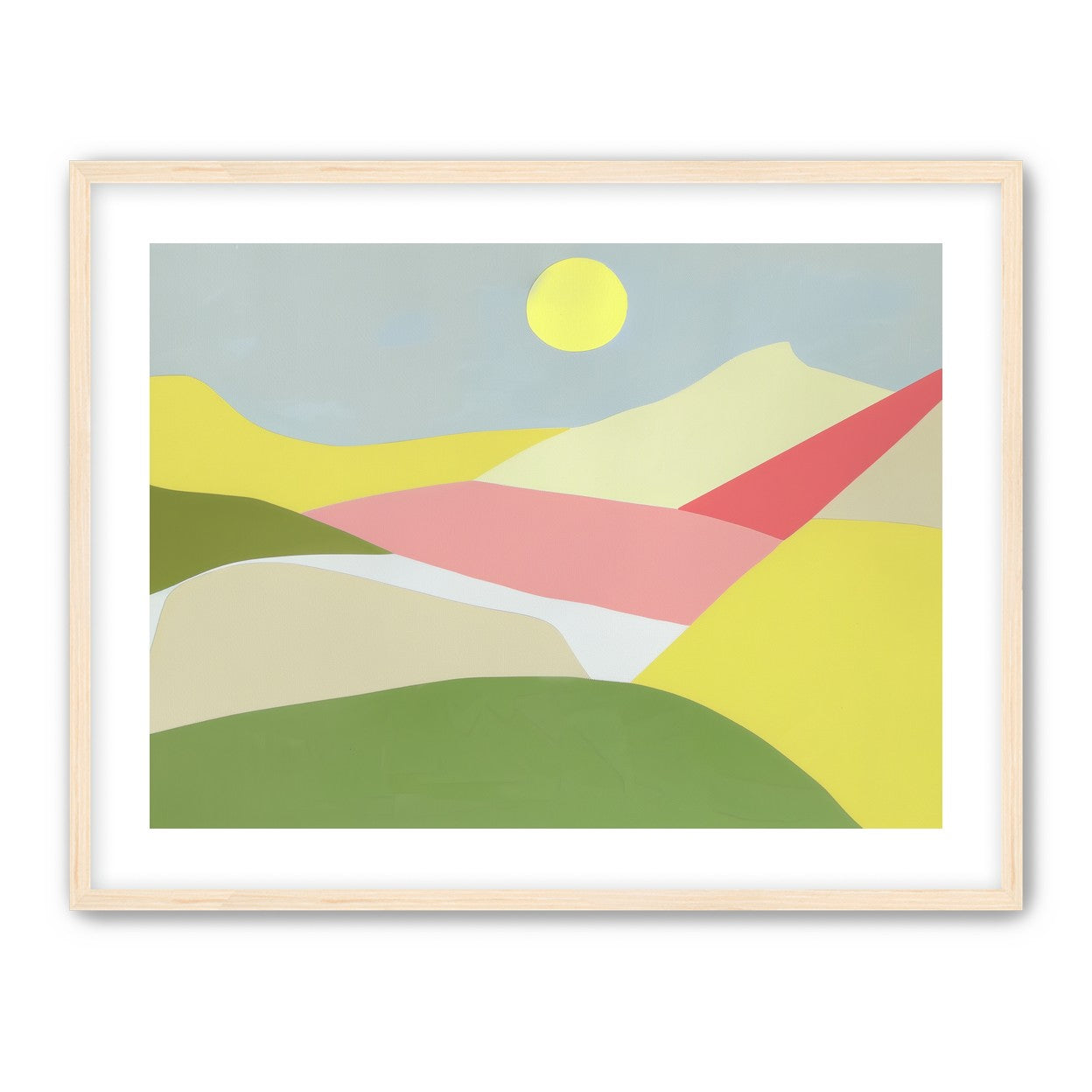 Yellow sun over red fields