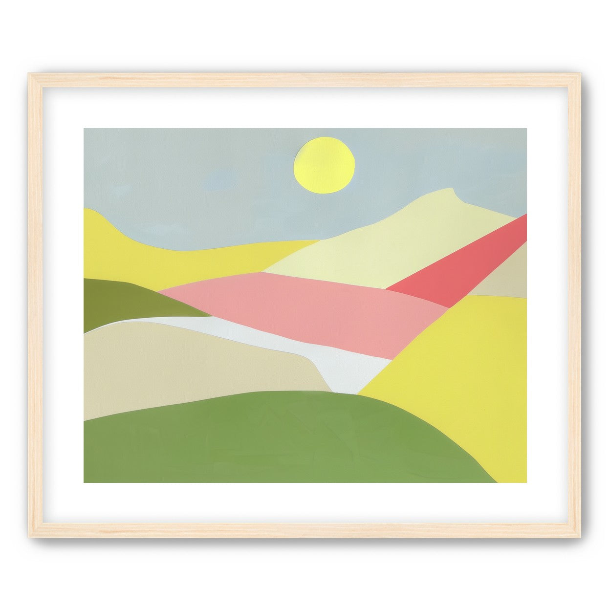 Yellow sun over red fields