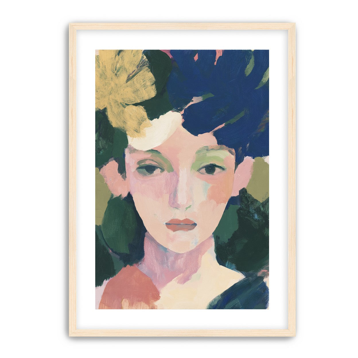 Portrait with pale flower