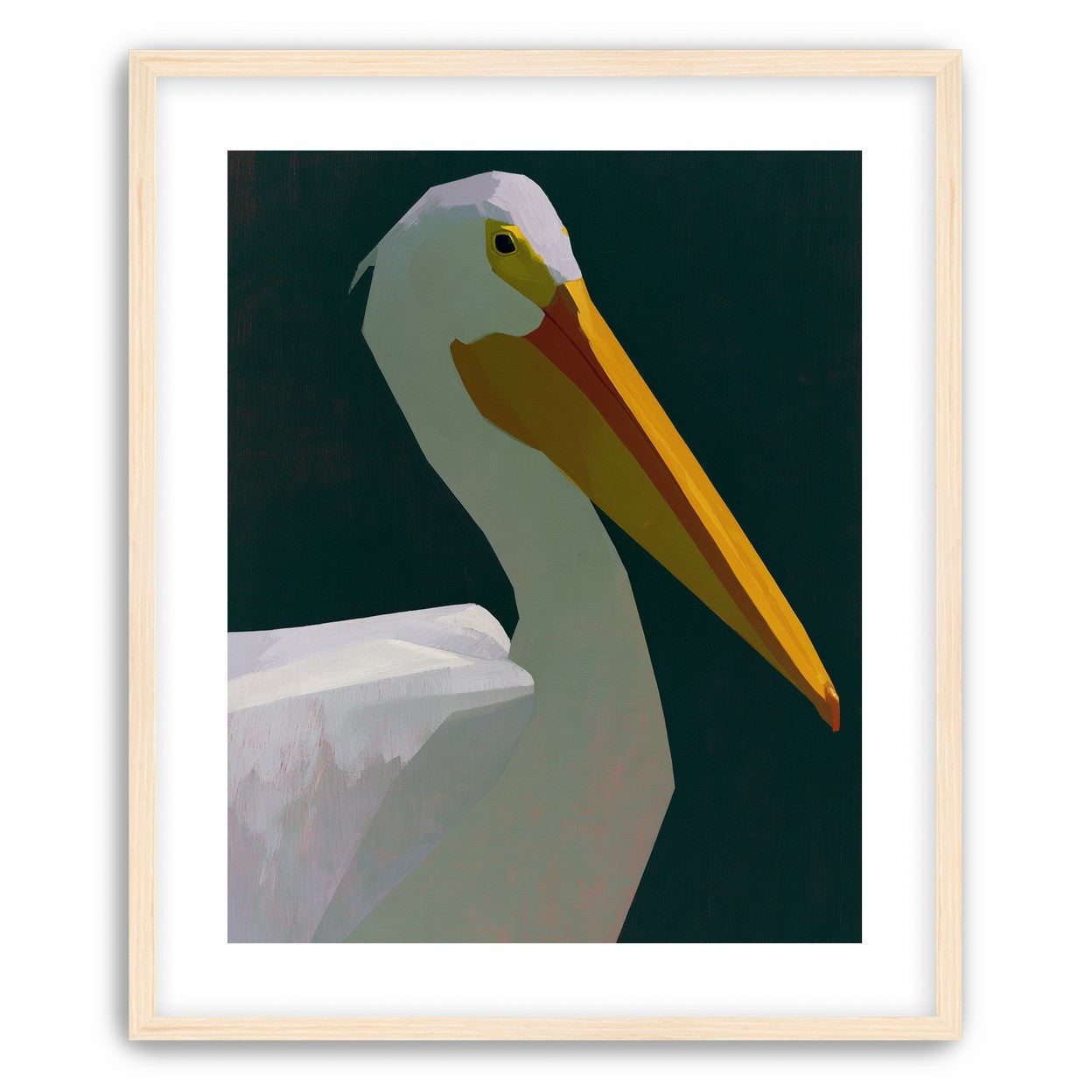 White pelican in deep green