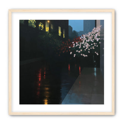 Flowers beside the wet windows
