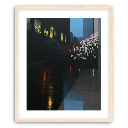 Flowers beside the wet windows