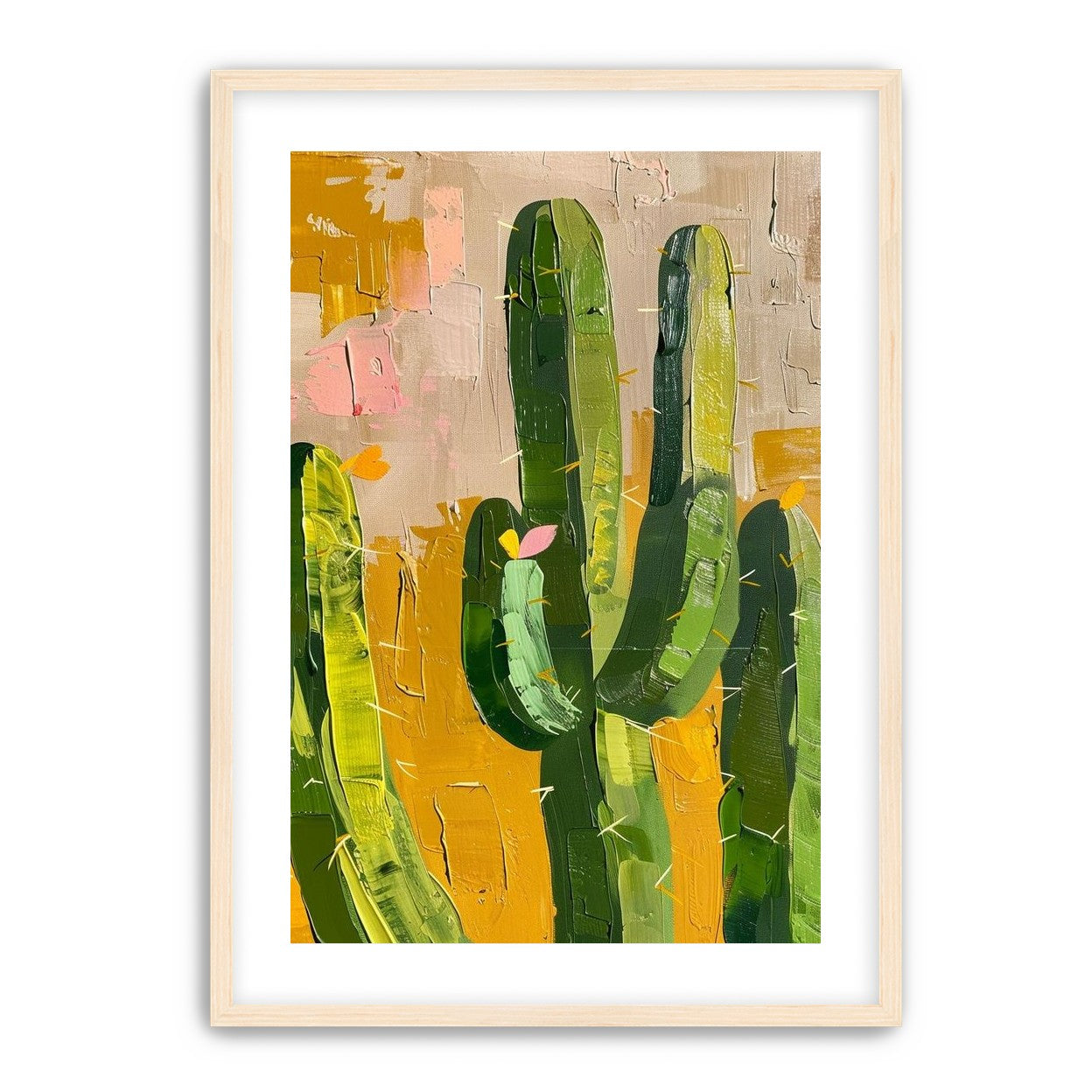 Cactus forms within ochre field