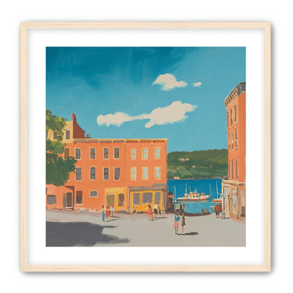 Sunlit street to the harbor