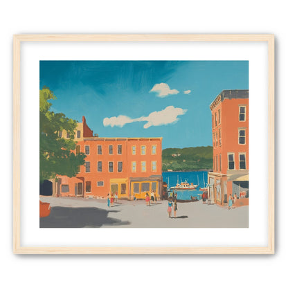 Sunlit street to the harbor