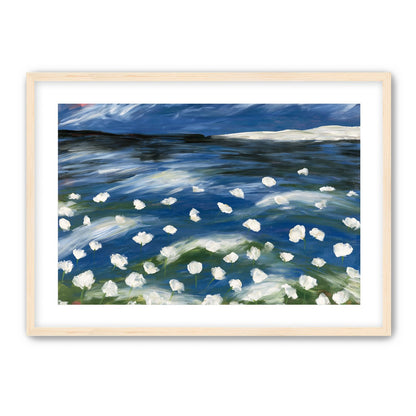 White flowers in blue wind