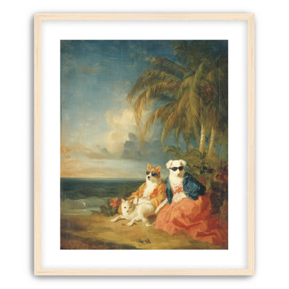 Sunglasses dogs under palms