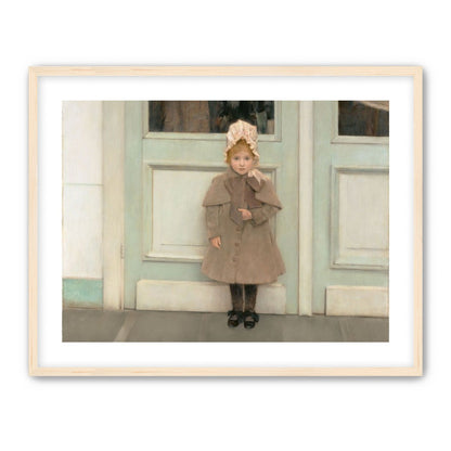 A child beneath pale doors
