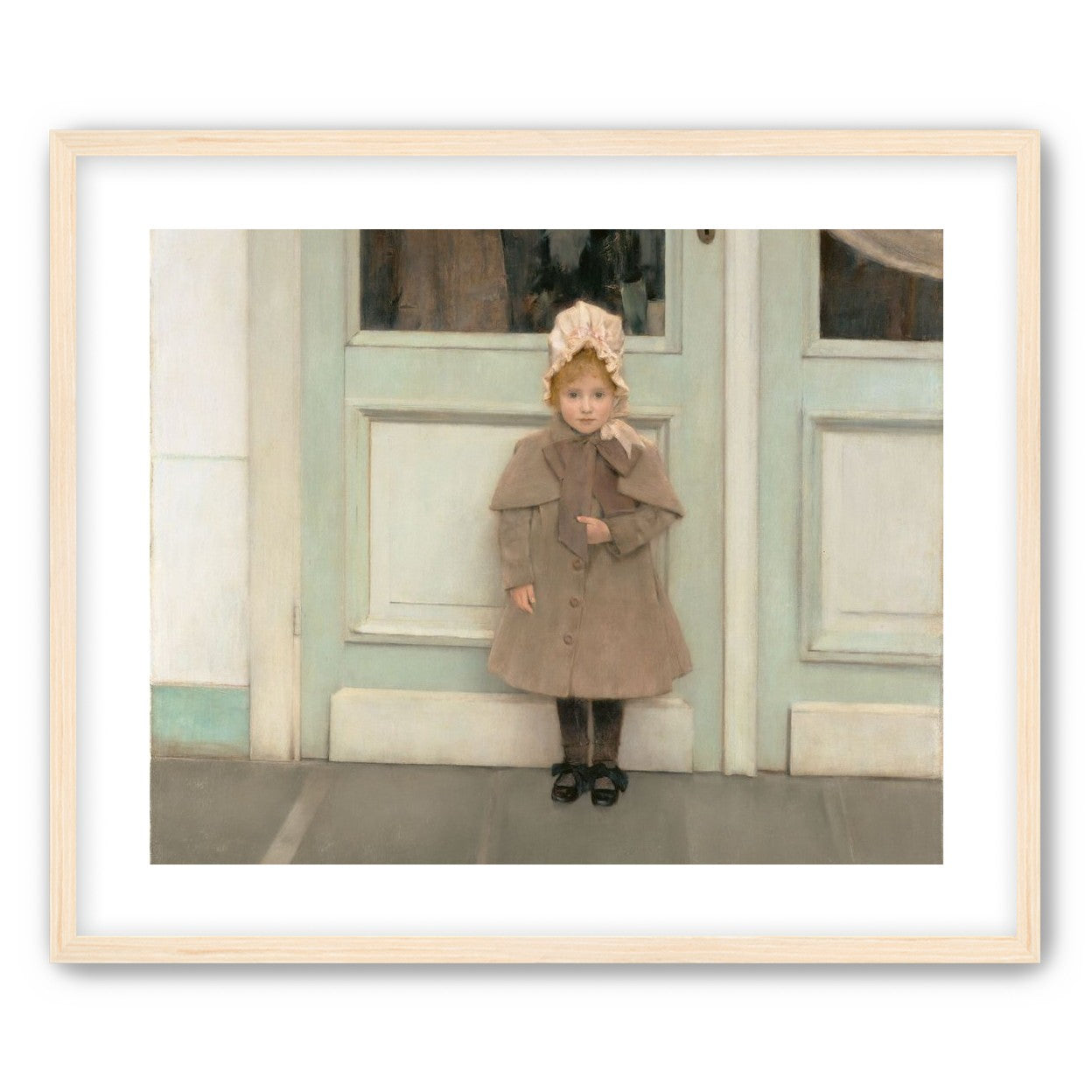 A child beneath pale doors