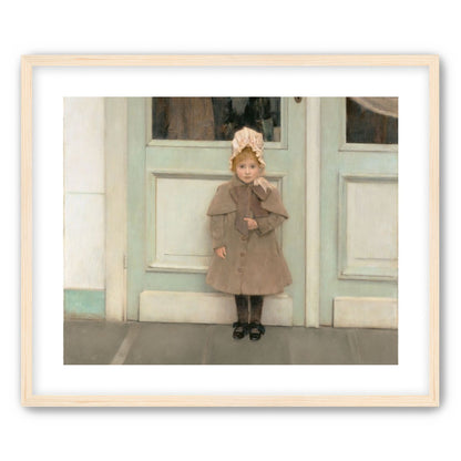 A child beneath pale doors
