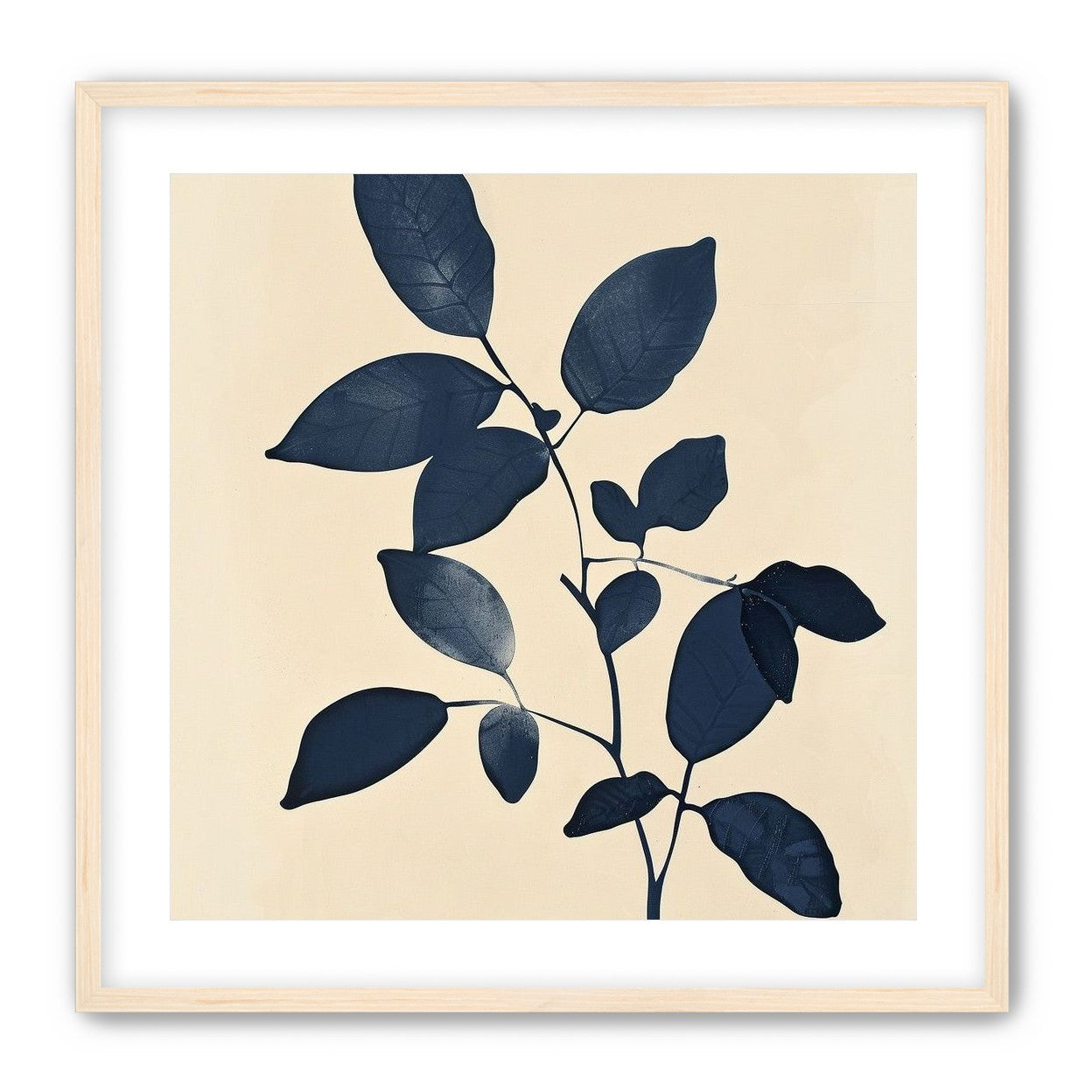 Indigo leaves on cream