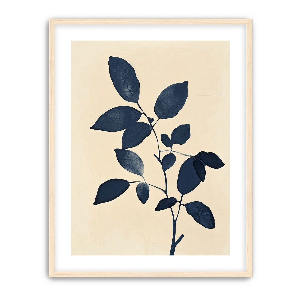 Indigo leaves on cream