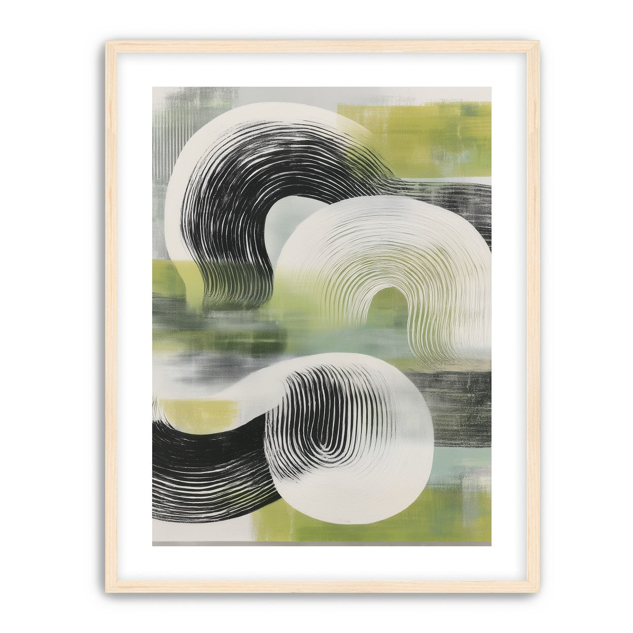Curved bands across green fields