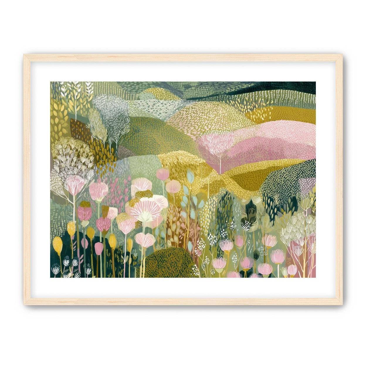 Patterned hills in bloom
