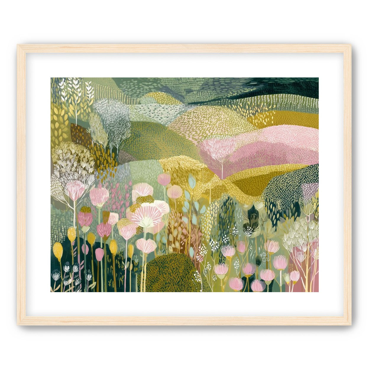 Patterned hills in bloom