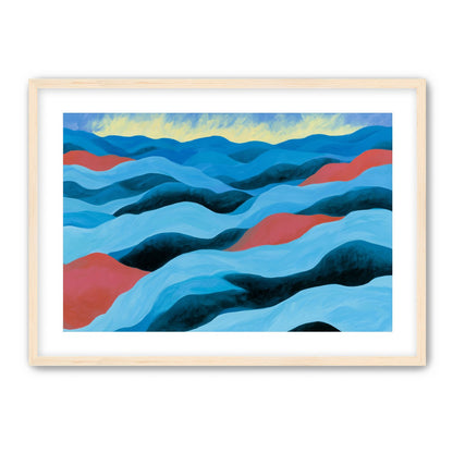 Blue hills under pale sky