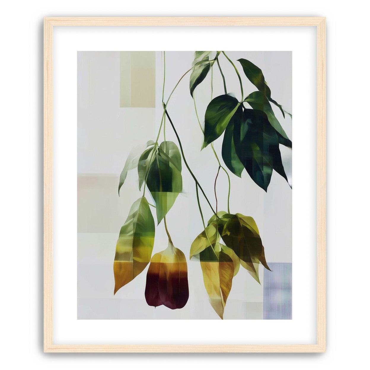 Green fading into amber leaves