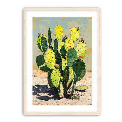 Yellow light on cactus pads