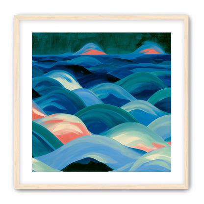 Pink light among blue waves