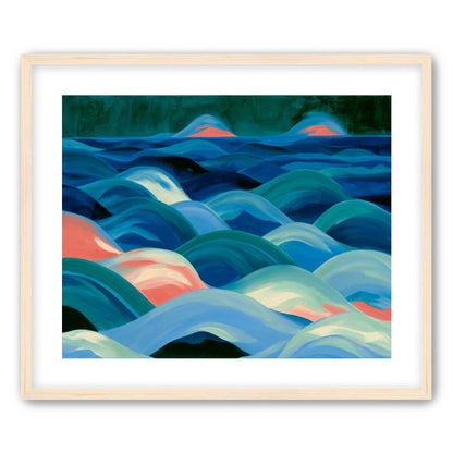 Pink light among blue waves
