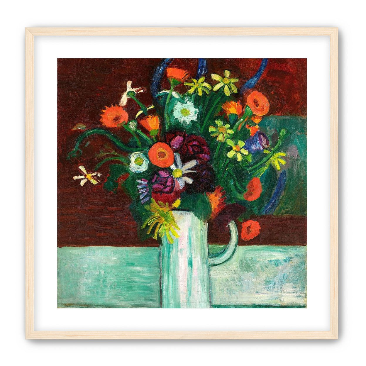 Flowers above the green table