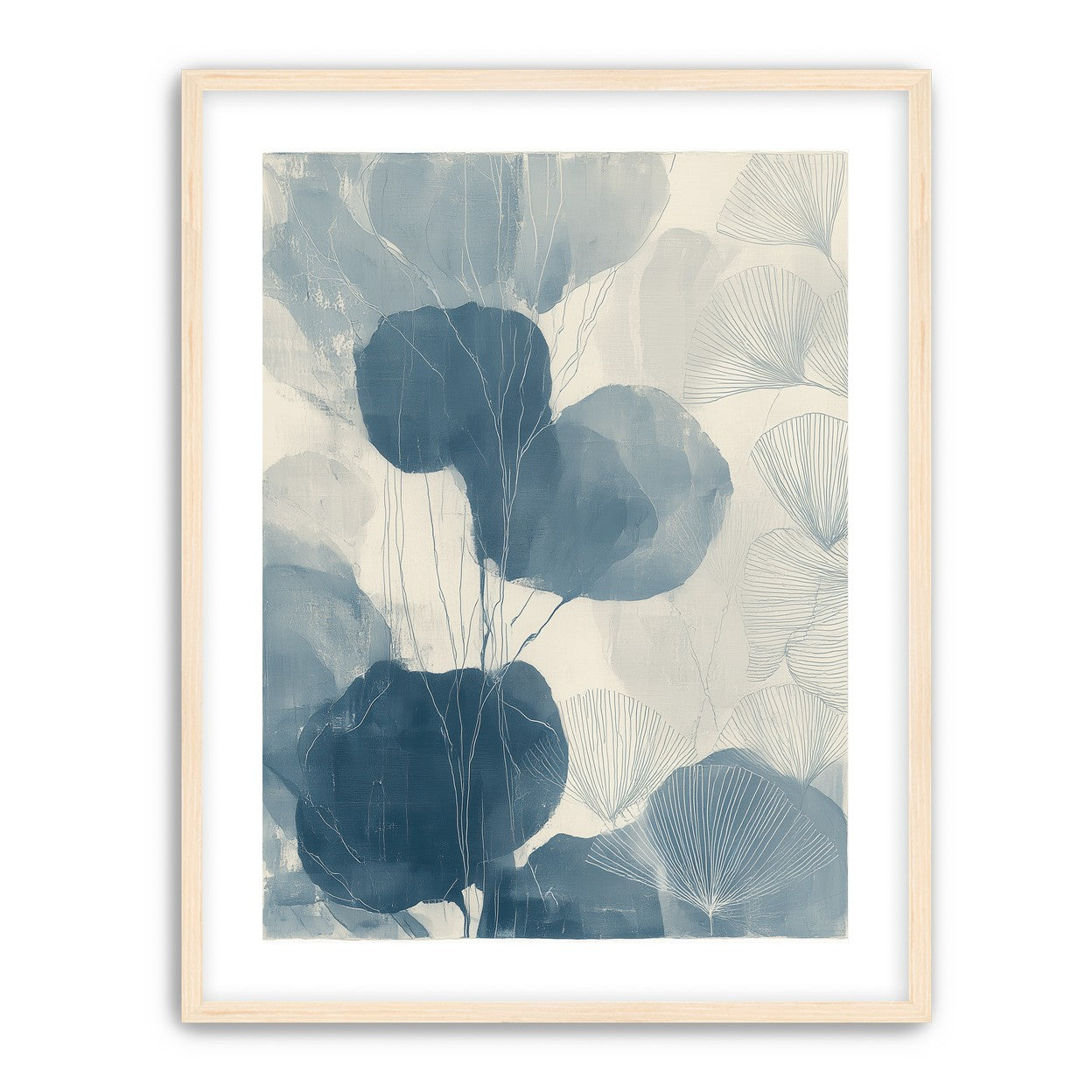 Ginkgo fans among round leaves