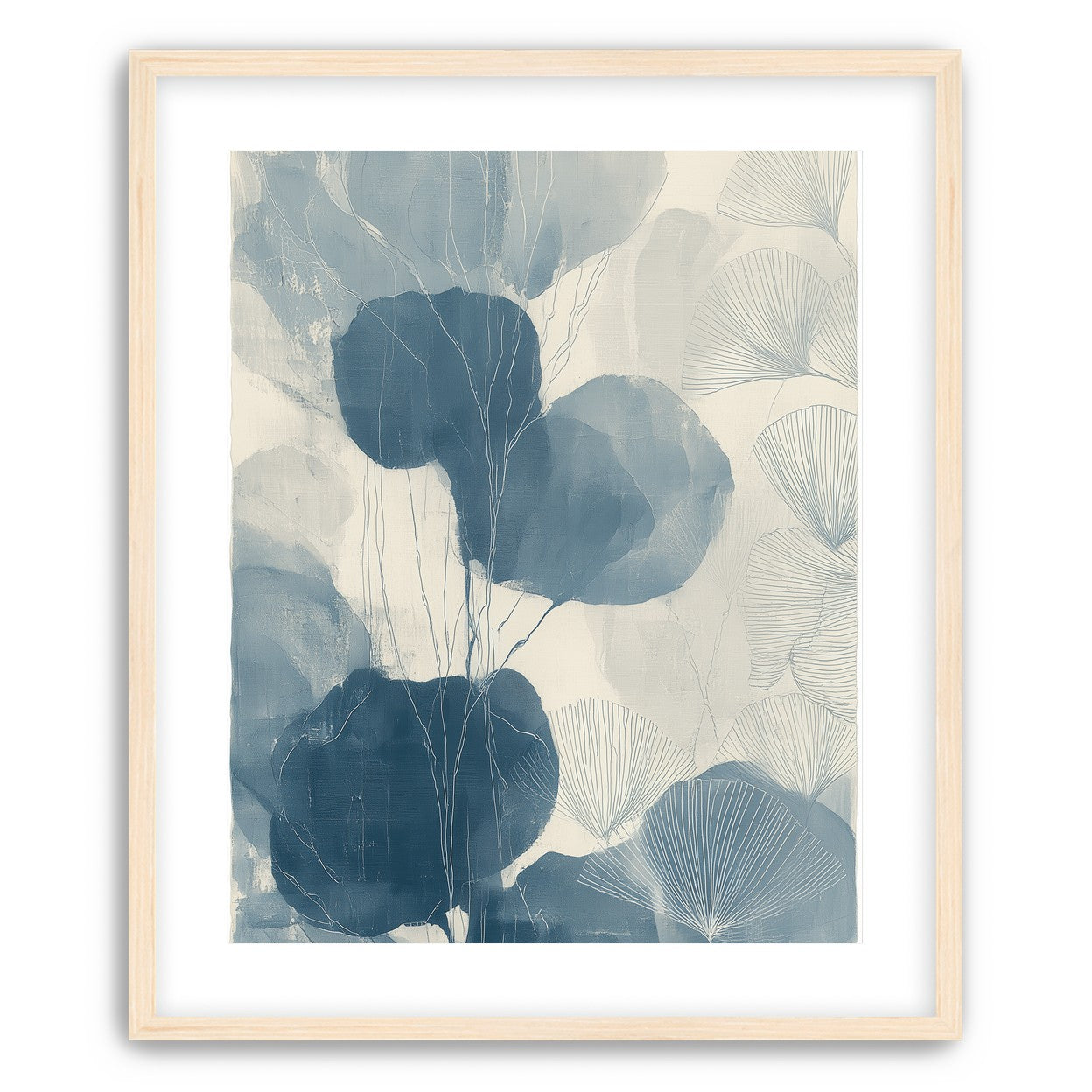 Ginkgo fans among round leaves