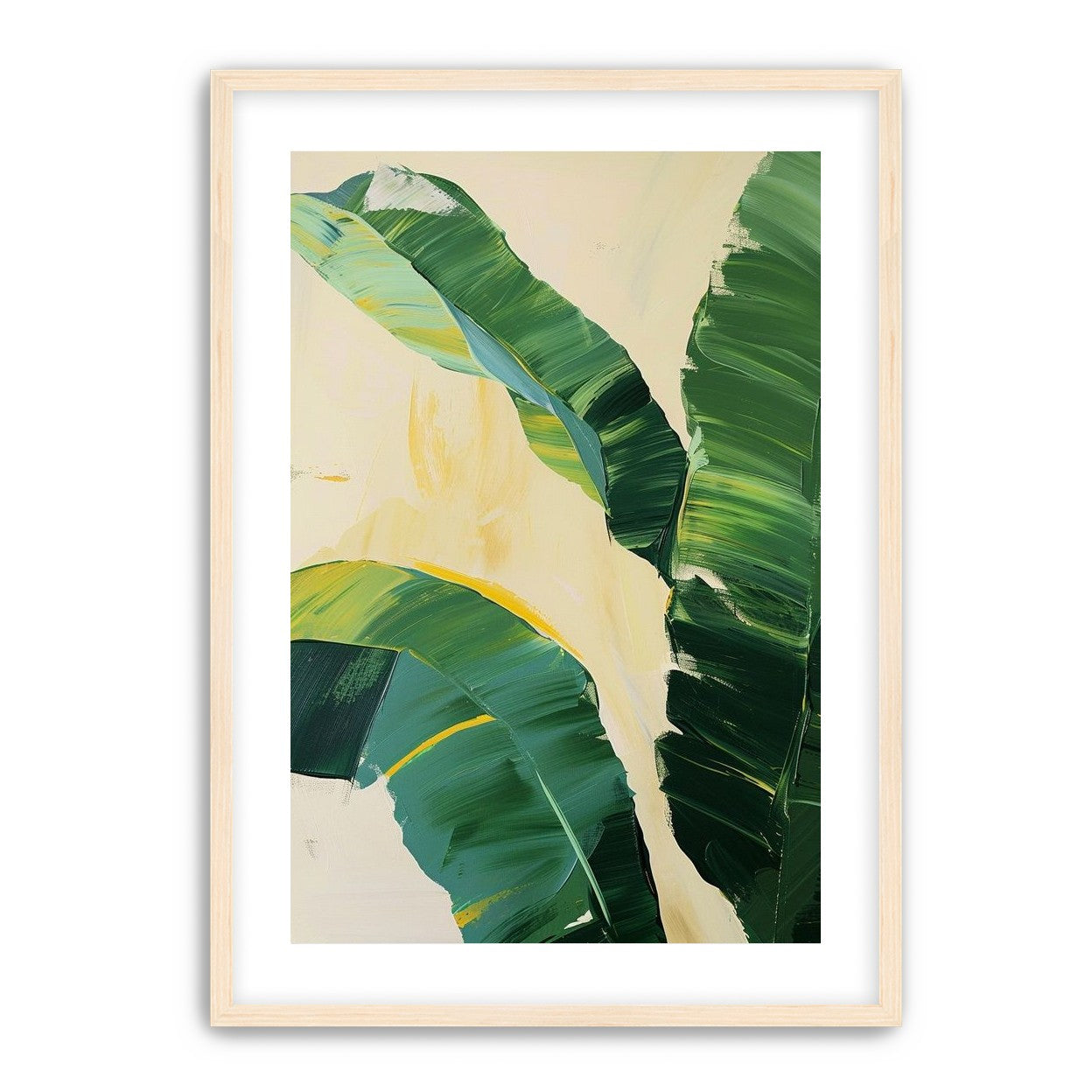 Green leaves in soft cream light
