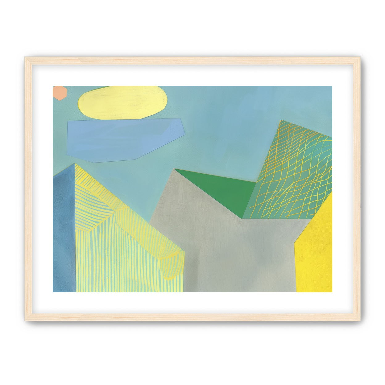 Crosshatched planes on blue